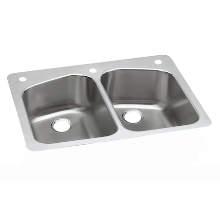 Dayton Stainless Steel 33 X 22 X 8 Equal Double Bowl Dual Mount Sink